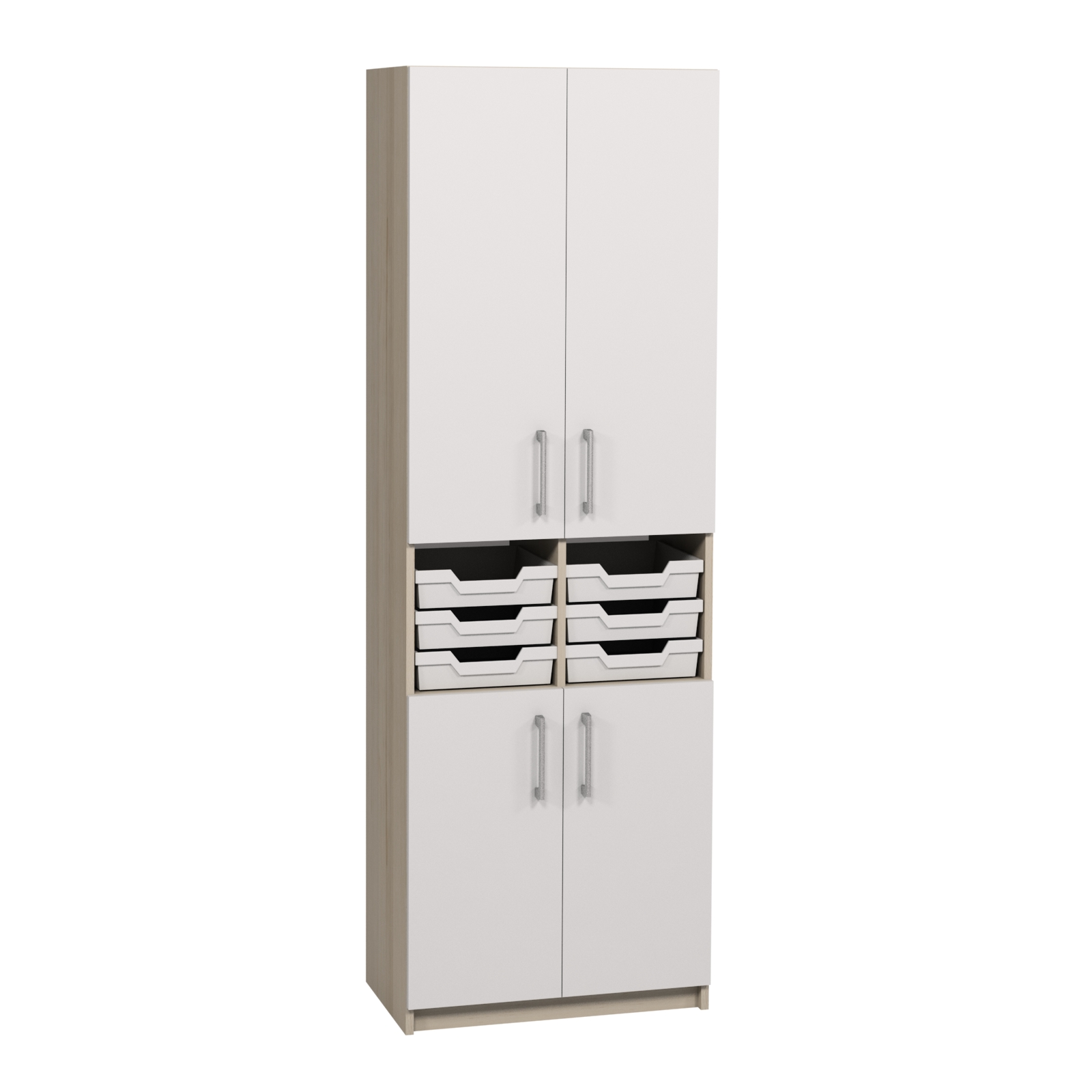 Закрита шафа з полицями та висувними лотками, для приміщень та навчальних закладів, матеріал - ЛДСП, АЛМАНТ, 702х405х2115 мм.